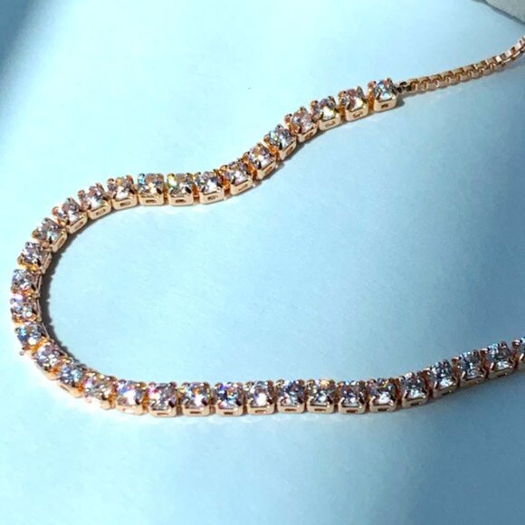 New ~ Anthropologie Shashi Rose Gold Diamond Tennis Bracelet - Picture 3 of 14